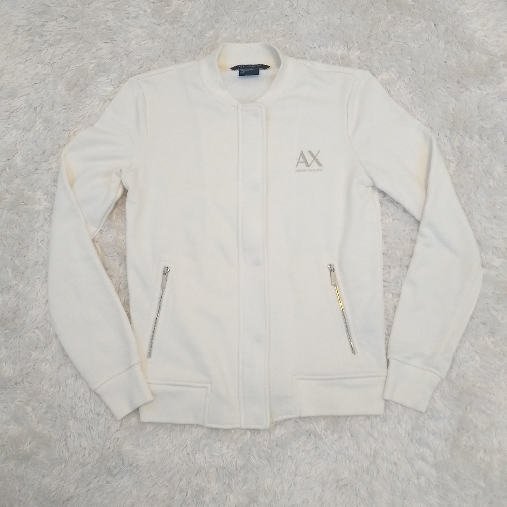 A|X ARMANI EXCHANGE WOMEN'S WHITE ZIP UP